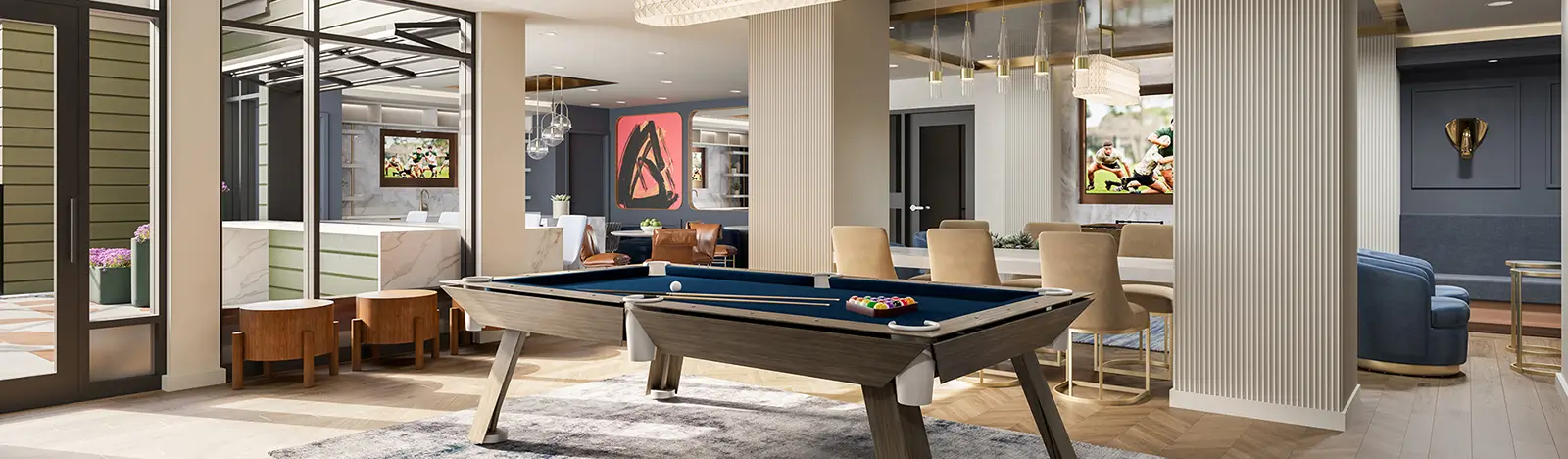 game room with a pool table