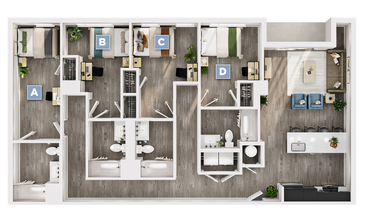 Dawson 1 - 4x4 Floor plan