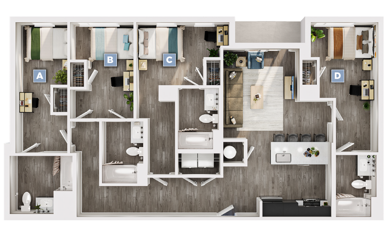 Dawson 2 - 4x4 Floor plan